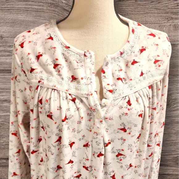 Secret Treasures Sleepwear Nightgown L Cardinals Print Long Sleeve Pajama Gown - Picture 1 of 6